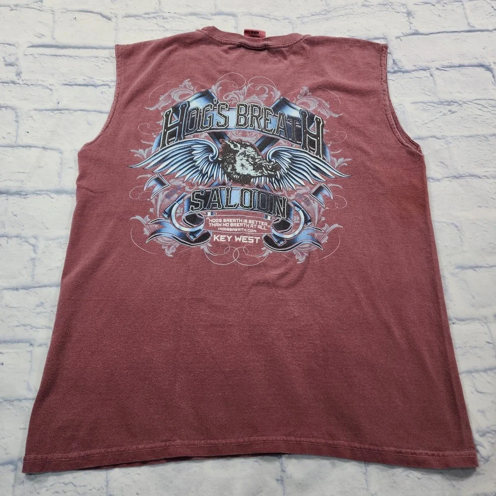 Hog's Breath Saloon Shirt MENS SIZE M Key West Biker T Shirt Sleeveless VINTAGE - Picture 8 of 10